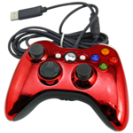 Xbox 360 kabelový ovladač chromovaný červený limited